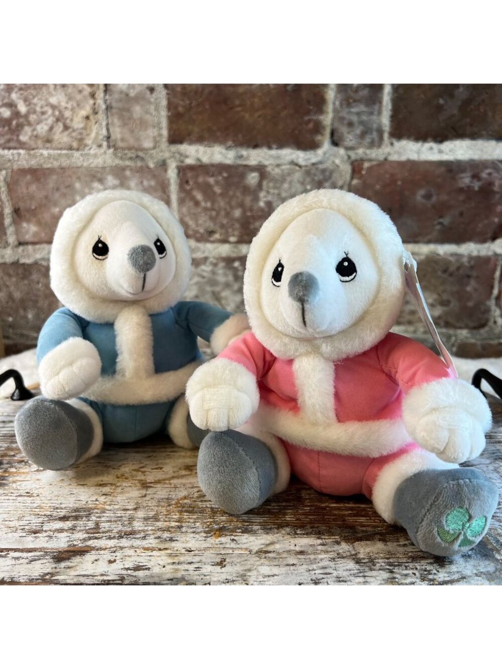NEW Vintage Precious Moments Tender Tails Pink & Blue Polar Bears